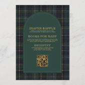 All in One Teddy Bear Plaid Green Baby Shower Einladung (Rückseite)