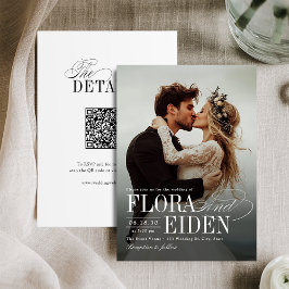 All in One Timeless Typography 3 photo Wedding Einladung