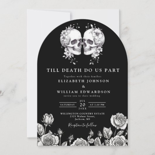 All in one to ill Death Gothic Skull QR Code Hochz Einladung (Vorderseite)