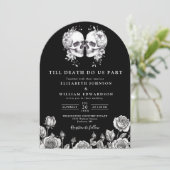 All in one to ill Death Gothic Skull QR Code Hochz Einladung (Stehend Vorderseite)