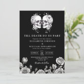 All in one to ill Death Gothic Skull QR Code Hochz Einladung (Stehend Vorderseite)