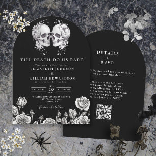 All in one to ill Death Gothic Skull QR Code Hochz Einladung