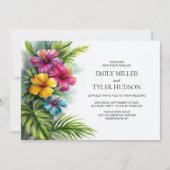 All in One Tropical Flowers Greenery Wedding Einladung (Vorderseite)