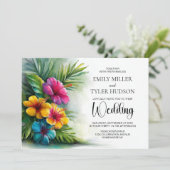 All in One Tropical Hibiscus Wedding Einladung (Stehend Vorderseite)