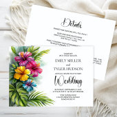 All in One Tropical Hibiscus Wedding Einladung