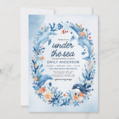 All in one Under Sea Blue Ocean Baby Shower Einladung (Vorderseite)