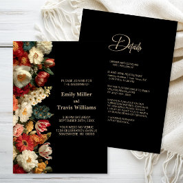 All in One Vibrant Moody Floral Black Wedding Einladung
