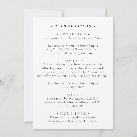 All in one Vietnamese Wedding Einladung TH (Rückseite)