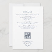 All in one Viktorianische Dusty Blue QR Code Weddi Einladung (Rückseite)