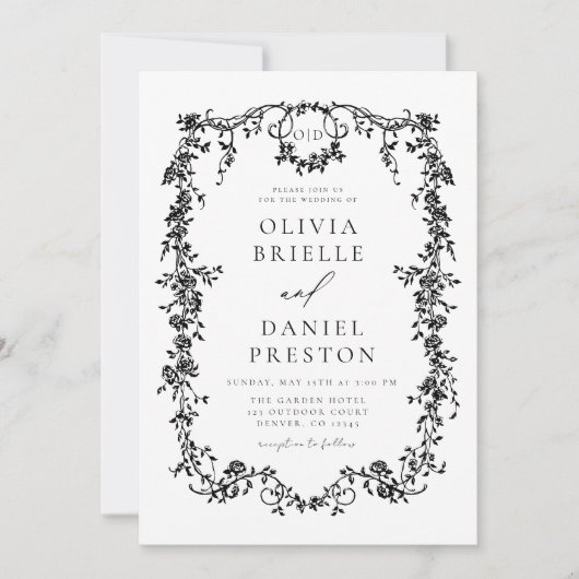 All in one Viktorianische Französisch Balck QR Cod Einladung (Vorderseite)