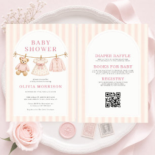 All in One Vorbereiteter Bär Rosa Mädchen Baby Sho Einladung