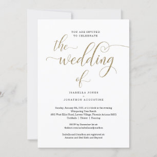 All in one w- UAWG & Registry Gold Glitzer Wedding Einladung