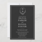 All in One Wappen Black & White QR Code Wedding Einladung (Vorderseite)