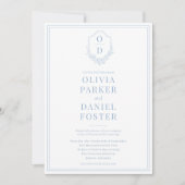 All in One Wappen Dusty Blue QR Code Wedding Einladung (Vorderseite)
