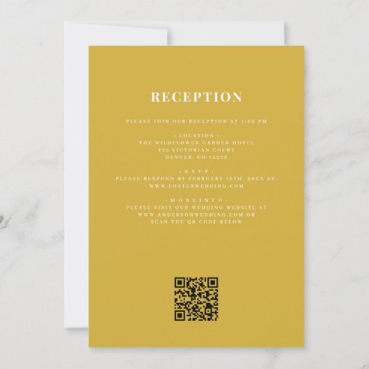All in One Wappen Gold Champagne QR Code Wedding Einladung (Rückseite)