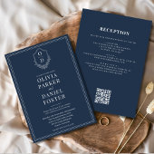 All in One Wappen Navy Blue QR Code Hochzeit Einladung