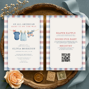 All in One Wäscheleine All American Babyparty Einladung