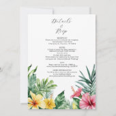 All in one Water-color tropische Blume Hochzeit Einladung (Rückseite)