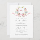 All in one Watercolor Regency Wappen QR Wedding Einladung (Vorderseite)