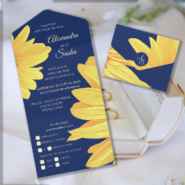 All in One Watercolor Sonnenblumen Einladung Hochz