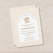 All in One We Can Bearly Wait Gingham Baby Shower Einladung