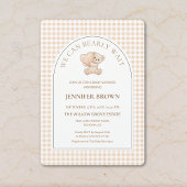 All in One We Can Bearly Wait Gingham Baby Shower Einladung