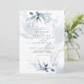 ALL in ONE Wedding Custom Dusty Blue Einladung (Stehend Vorderseite)