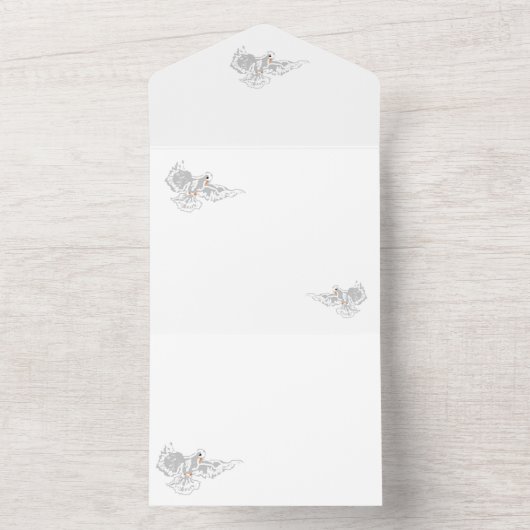 All in one Wedding Einladung : Tauben (Innen Boden)