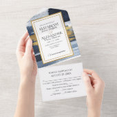 All in one Wedding Einladungen | Abstraktes Blau (Abreißen)