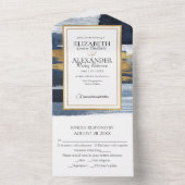 All in one Wedding Einladungen | Abstraktes Blau (Innen Boden)