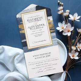 All in one Wedding Einladungen | Abstraktes Blau