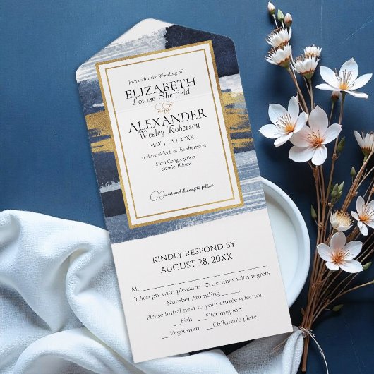 All in one Wedding Einladungen | Abstraktes Blau