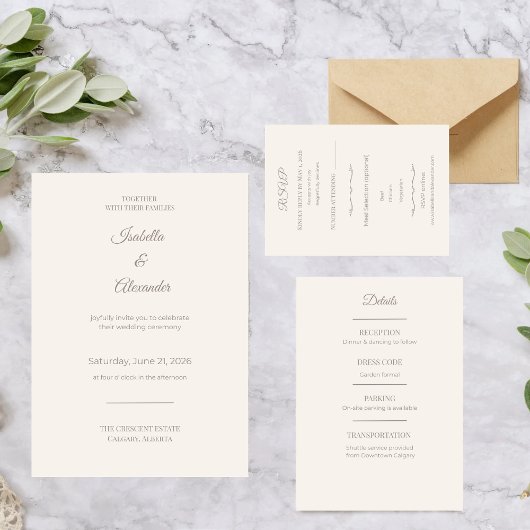 All-in-One Wedding Invitation Suite Dreifach Gefaltete Einladung