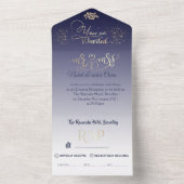 All in One Wedding Invite de boda azul con brillo Einladung (Innen Boden)