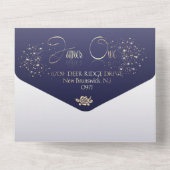 All in One Wedding Invite de boda azul con brillo Einladung (Rückseite)