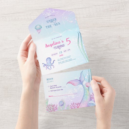 All in One Wedding Invite Nautical Thema Geburtsta Einladung (Abreißen)