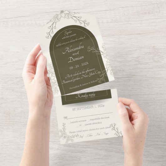 All in One Wedding Invite, template, personalized Einladung (Abreißen)