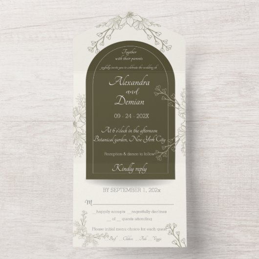 All in One Wedding Invite, template, personalized  Einladung (Innen Boden)