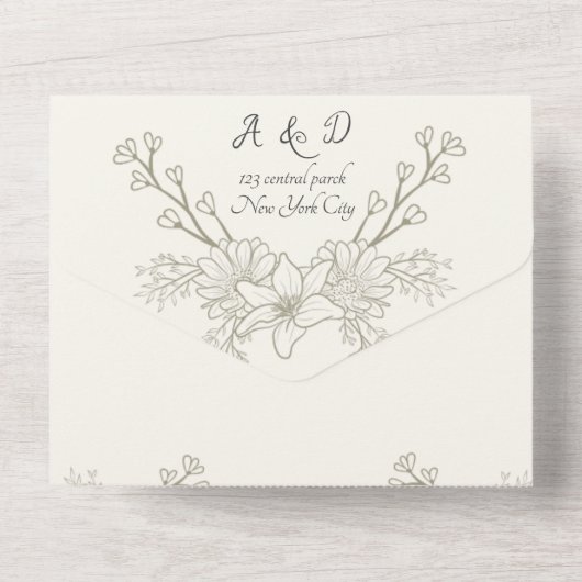 All in One Wedding Invite, template, personalized  Einladung (Rückseite)