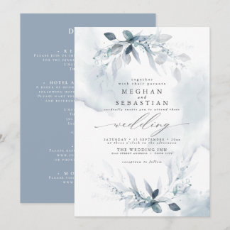 All in one Wedding Watercolor Blue Einladung