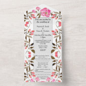 All in one Wedite - Blumenrosa Rose All In One Einladung (Innen Boden)