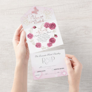 All in One Wedite Invite para boda con rosas Einladung