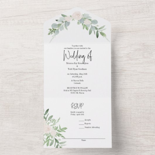 All in one Wedite Invite Watercolor Floral Einladung (Innen Boden)