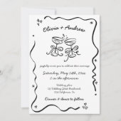 All in one Whimsical Funky Hand Drawn Wedding Einladung (Vorderseite)