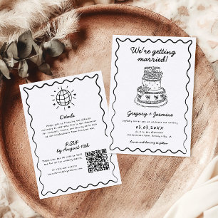 All In One Whimsical Handgezeichnete Hochzeit Einladung