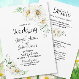 All in One White Daisises Wedding Einladung