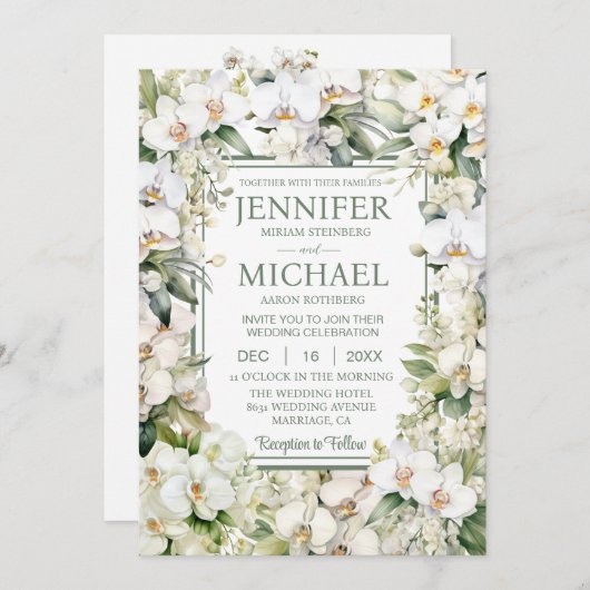 All in One White Orchids Hochzeitseinladungen Einladung (Vorne/Hinten)