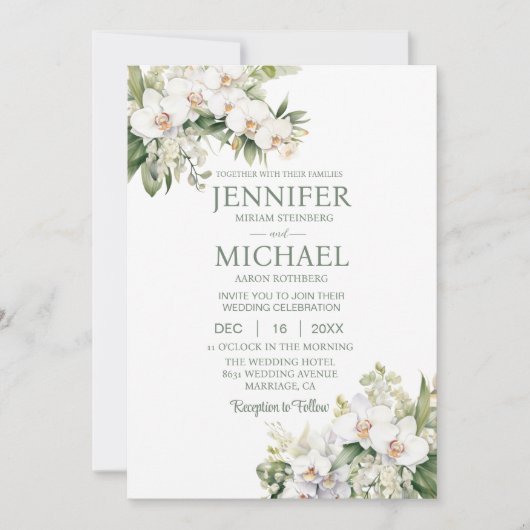 All in One White Orchids Hochzeitseinladungen Einladung (Vorderseite)