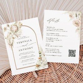 All in one Wild Boho Protea Pampas Grass Wedding Einladung