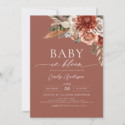 All in one Wildblume Baby in Bloom Autumn Dusche Einladung (Vorderseite)